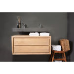 Forzalaqua Bellezza lavabo - 100.5x51.5x9cm - 2 trous de robinet - pierre bleue adouci (noir) SW67750